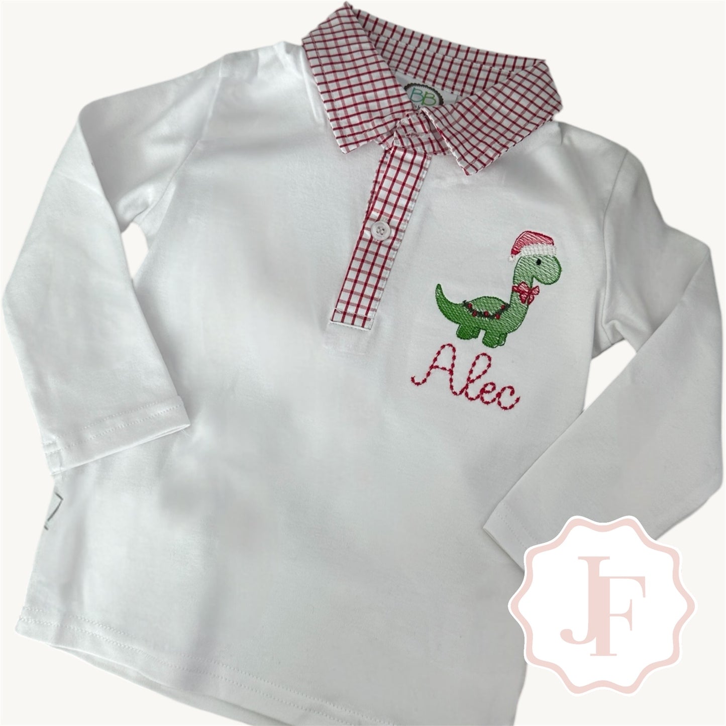 Toddler Long Sleeve Polo with Dino Design